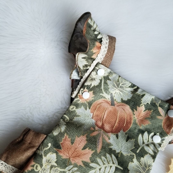 Girls Fall handmade romper 12-18 months - Picture 5 of 7